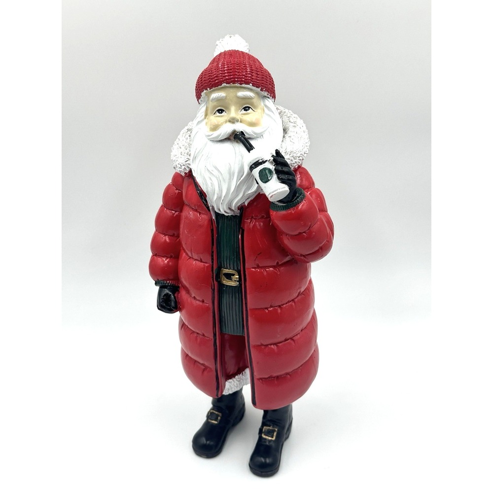 Christmas Santa Figurine 14‎ inch Red Puffer Coat Holiday Home Decor New